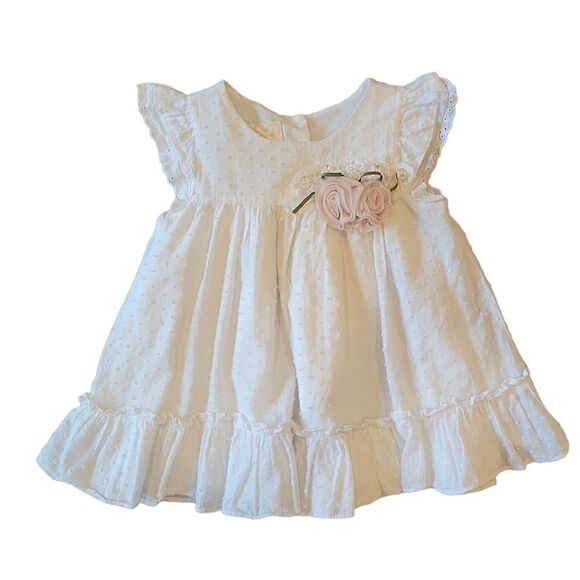 Laura Ashley Baby Girls White Swiss Dot Angel Wing Spring Easter Dress 2t - Picture 2 of 12